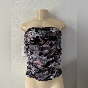 Honey Punch Black Strapless Top floral sexy casual